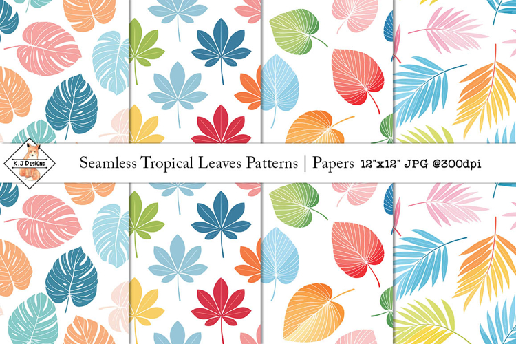 Seamless Tropical Leaves Patterns | Digital Papers
