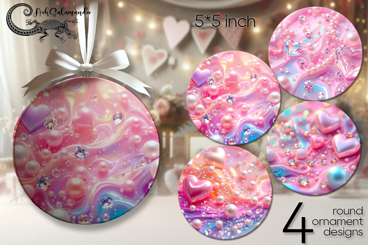 Love Pearls | round ornaments sublimation design PL