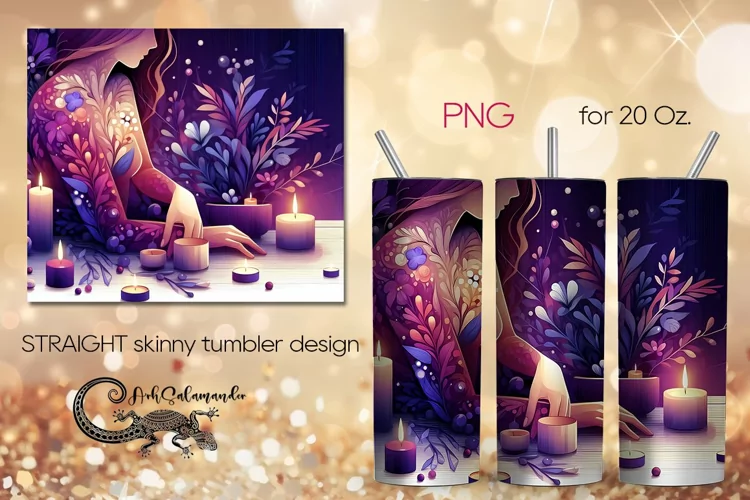 Girl in purple | modern skinny tumbler Sublimation design PL