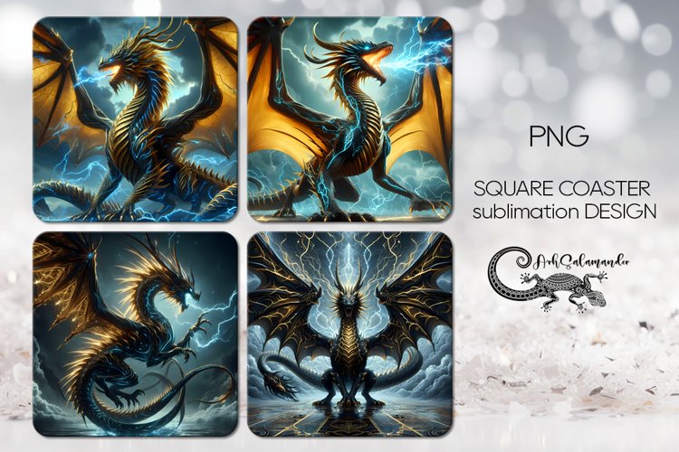 Fantasy dragon | 4 square coaster sublimation designs