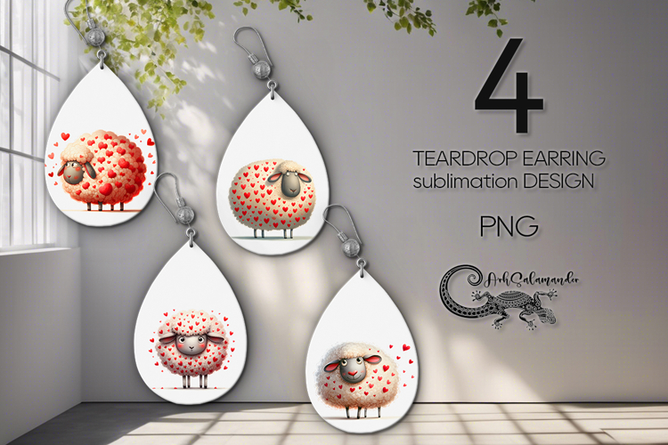 Valentine sheep | 4 love teardrop earring designs PL