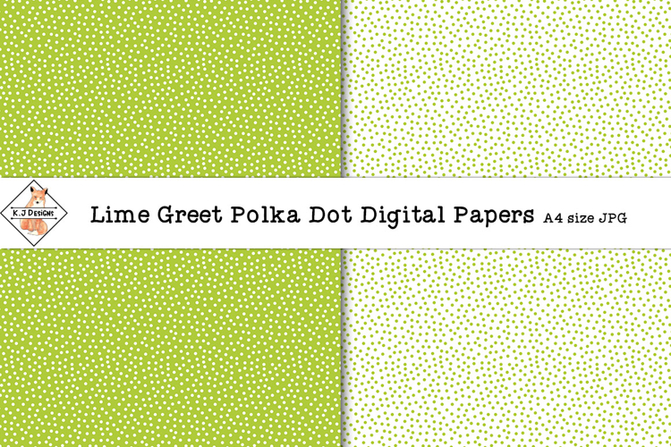 Lime green Polka Dot Digital Papers A4
