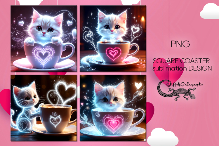 Valentine coffee | 4 love square coaster sublimation designs