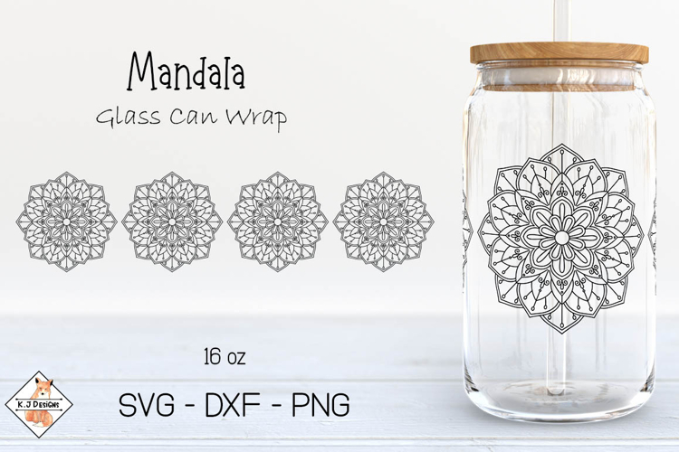 Mandala Beer Glass Can Wrap SVG Design