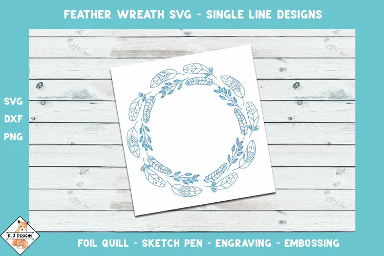 Feather Wreath SVG Foil Quill | Single Line Designs