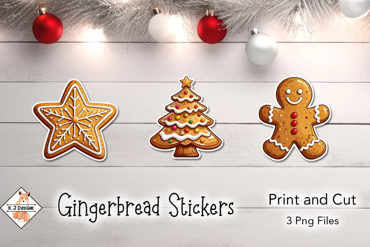 Gingerbread Christmas Stickers | Print and Cut example image 1