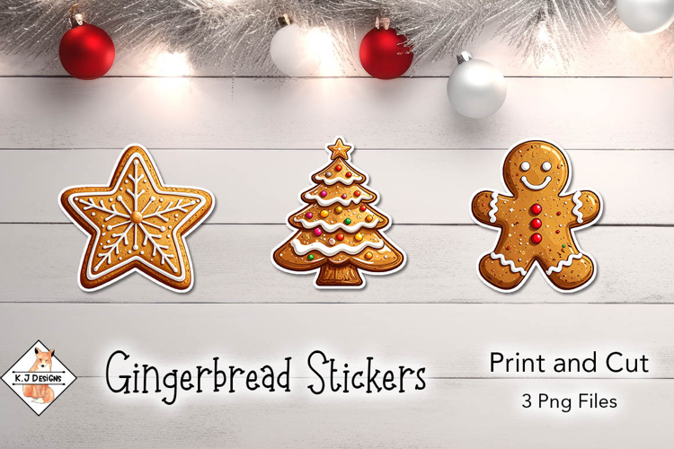 Gingerbread Christmas Stickers | Print and Cut