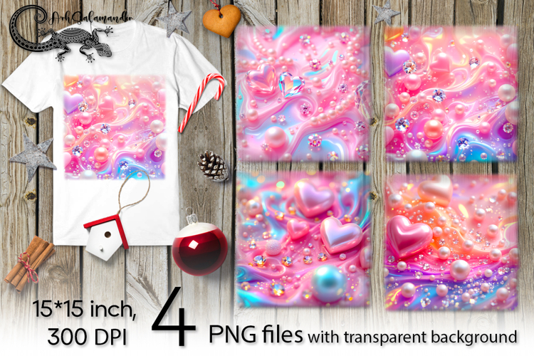 Valentine pearls | 4 PNG Sublimation designs