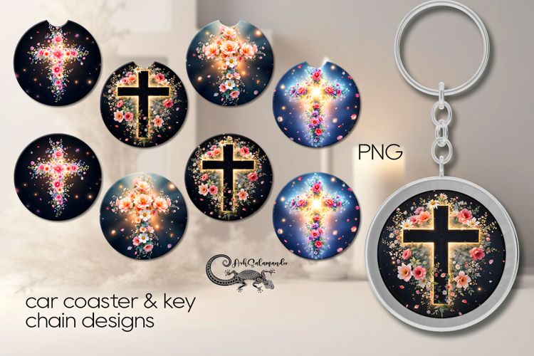 Christian Faith | 4 car coaster & 4 key chain sublimation
