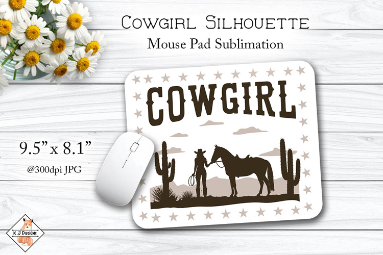 Horse cowgirl mouse pad sublimation design