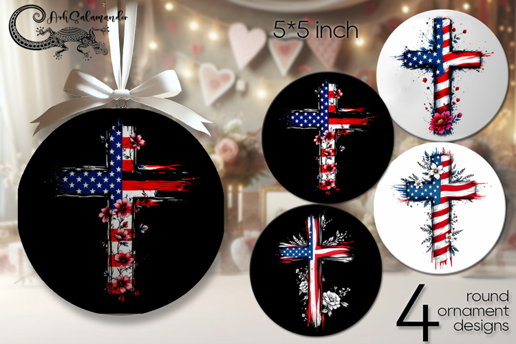 USA flage | patriotic round ornaments sublimation PL