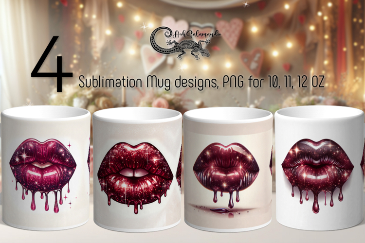 Valentine lips | 4 Valentine Sublimation Mug designs P