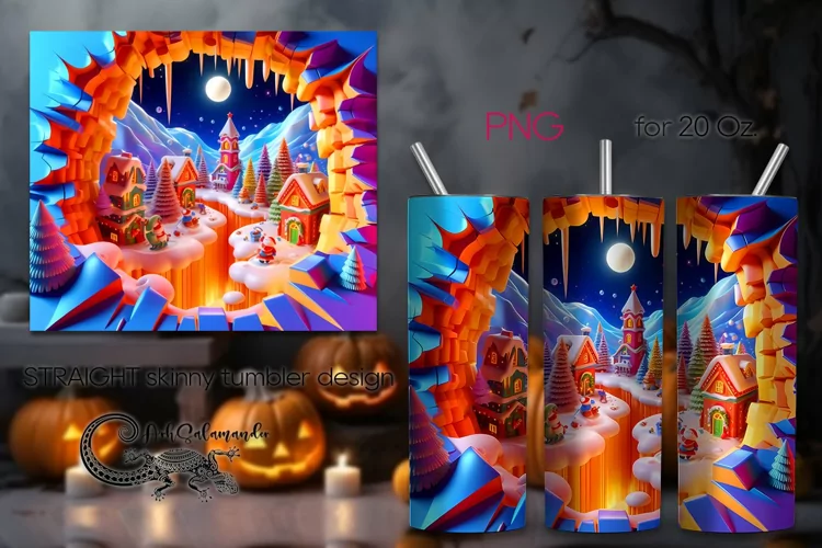 3d Christmas landscape | Skinny Tumbler Sublimation PLUS