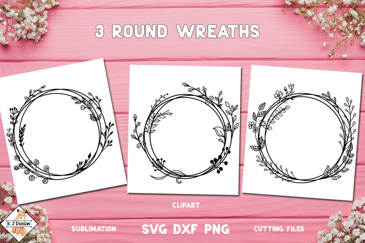 3 Round Floral Wreaths SVG | Wedding Designs
