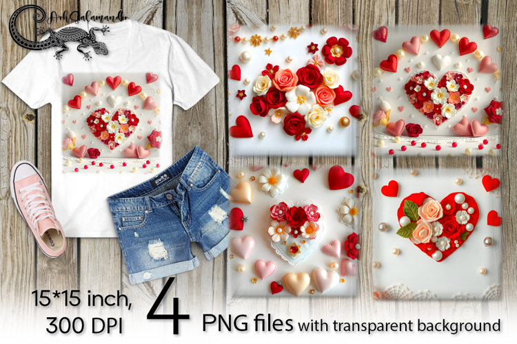 Valentine pearls | 4 PNG Sublimation designs