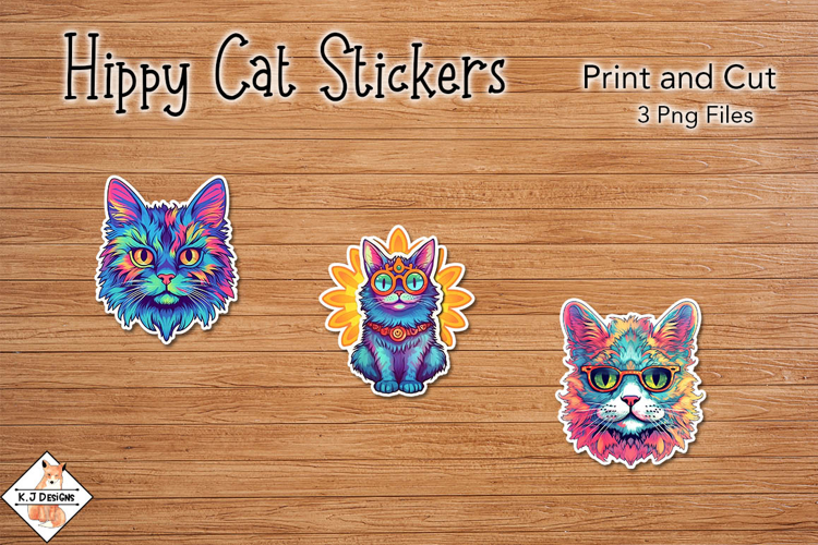 Psychedelic Cat Stickers | Print and Cut