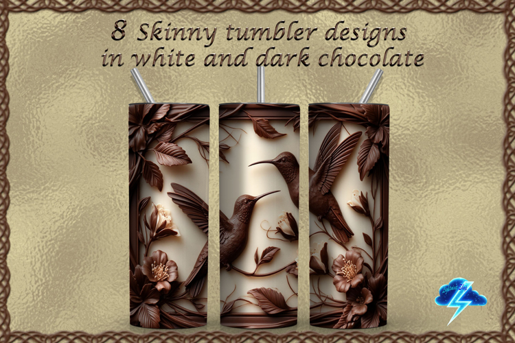 Skinny tumbler | 8 designs of white and dark chocolate, JPG