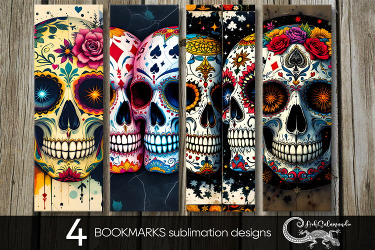 Sugar Skulls | Halloween bookmarks sublimation design