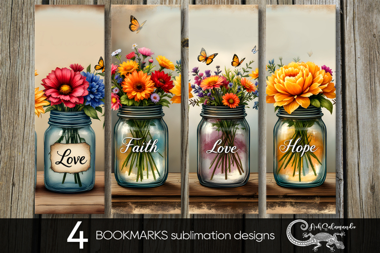 Motivating inscriptions | flowers bookmarks sublimation