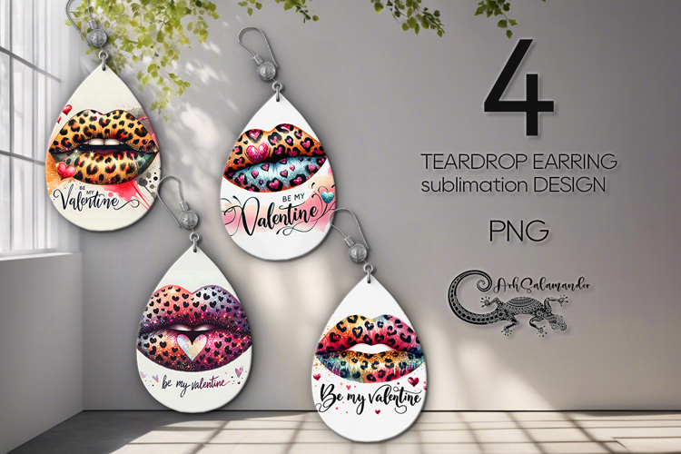 Lips Valentine Sublimation | 4 teardrop earring designs