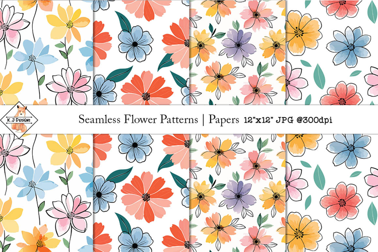 Seamless Flower Patterns | Digital Papers