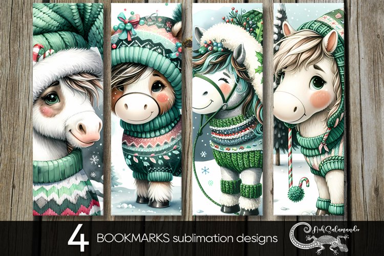 Christmas horse | funny Xmas bookmarks sublimation design P2