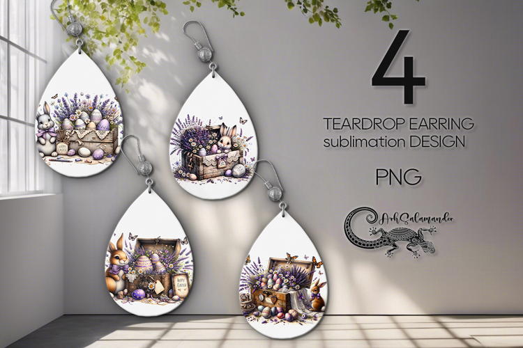 Easter Rabbit | Teardrop Earring Sublimation design PL2