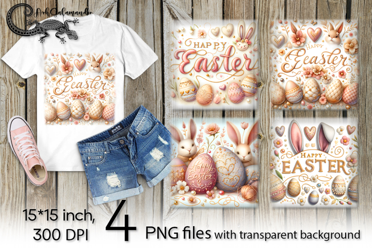 Easter rabbit | 4 spring PNG Sublimation designs P2