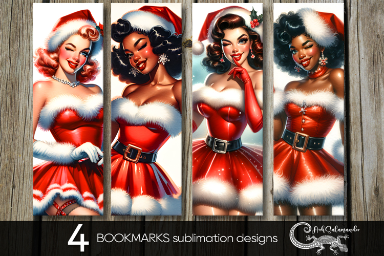 Christmas Pin up Girl | Xmas bookmarks sublimation design P2