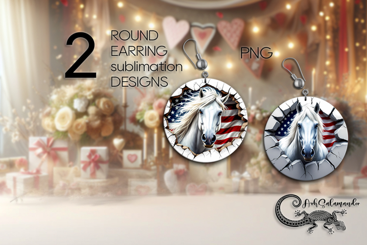 Horse & wall | Round earring Sublimation design PL2