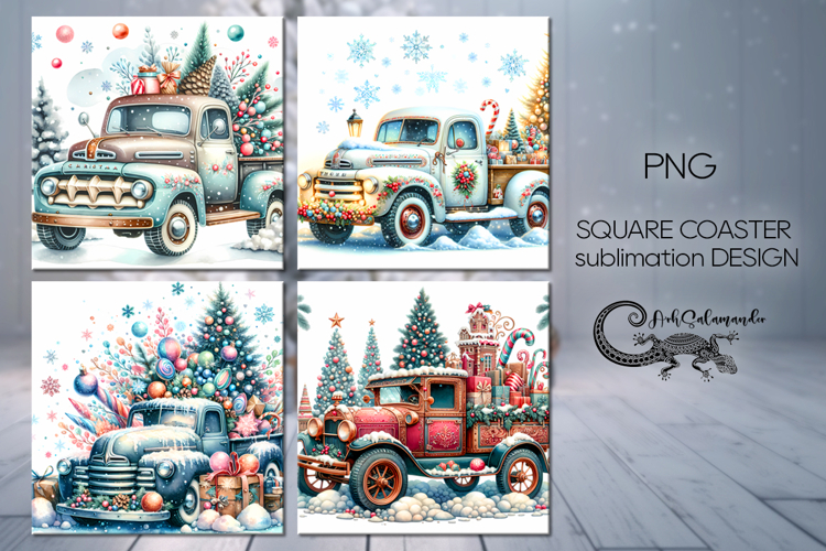 Christmas cow | square coaster sublimation design P2