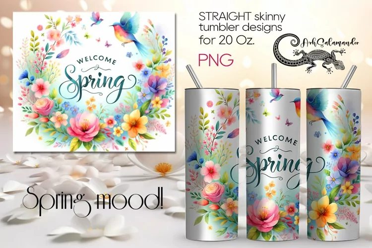 Spring inscription | Straight Skinny tumbler Sublimation2