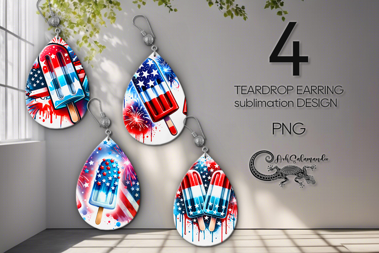 Patriotic USA flag | 4 american Teardrop earring designs P2