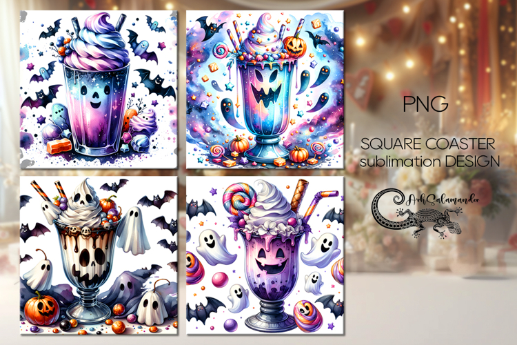 Funny Halloween character | square coaster sublimation P2