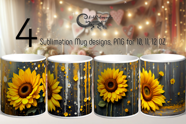3D flowers | 4 Mug Sublimation designs PL2