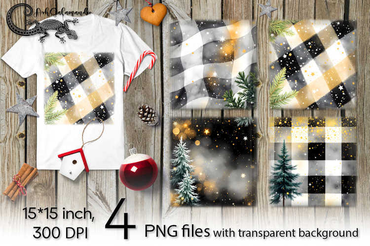 Watercolor christmas plaid | retro PNG Sublimation design P2