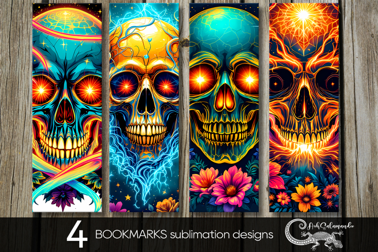 Skulls and flower | Halloween bookmarks sublimation design 2