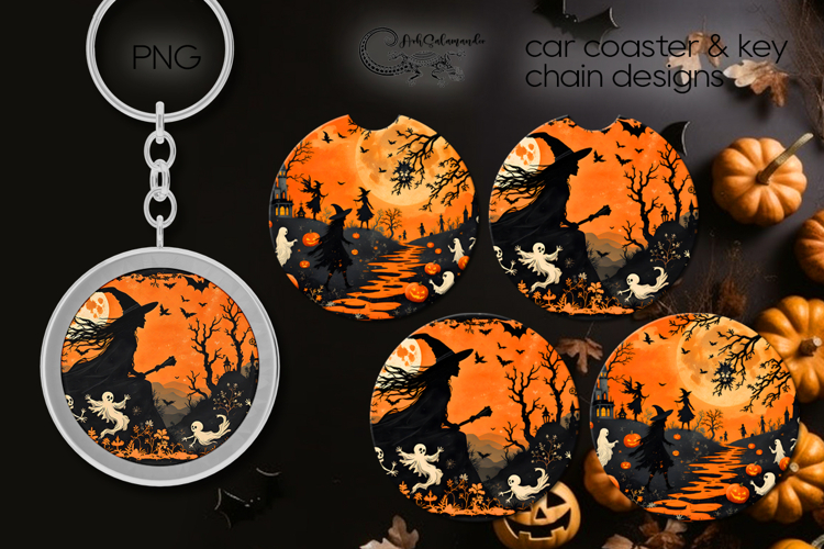 Vintage Halloween | car coaster & key chain sublimation P2