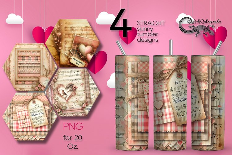 Valentine shabby chic | 4 love Skinny tumbler sublimation P2