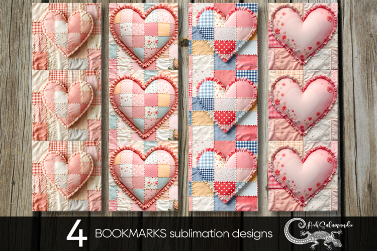 Candy patchwork | 4 vintage bookmarks sublimation designs P2