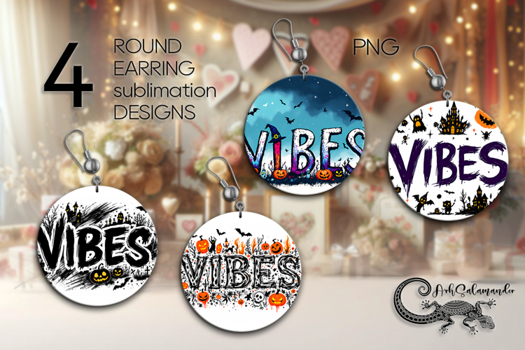 Funny Halloween | 4 Sublimation round earring designs P2