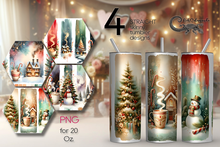 Christmas brushstroke | 4 Sublimation Tumbler designs P2