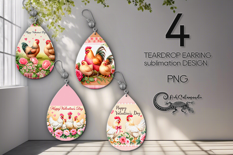 Valentine farmhouse | Teardrop earring sublimation designs P