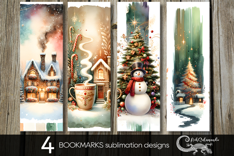 Christmas brushstroke | xmas bookmarks sublimation design P2