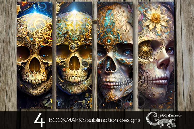Skulls & flowers | Halloween bookmarks sublimation design PL
