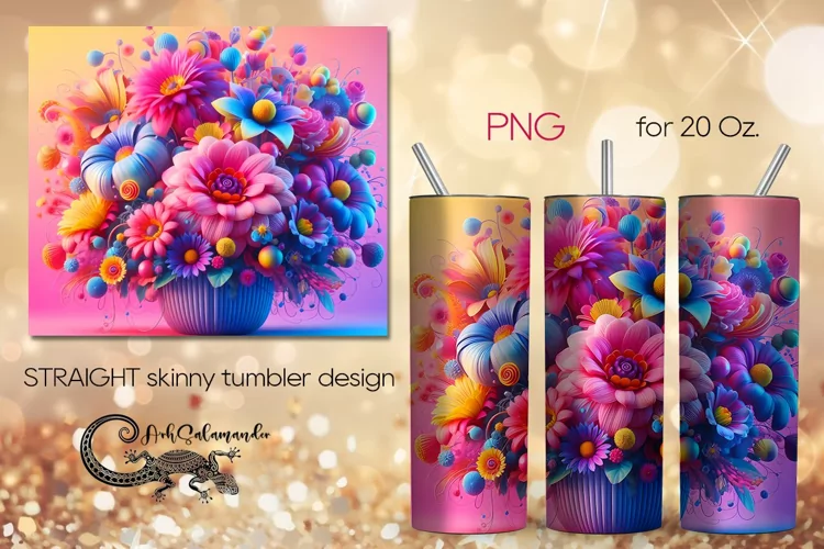 Flowers fantasy| modern skinny tumbler Sublimation design P2