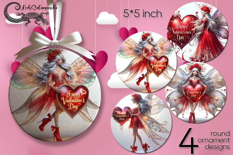 Valentine fairy | love round ornaments sublimation designs 2