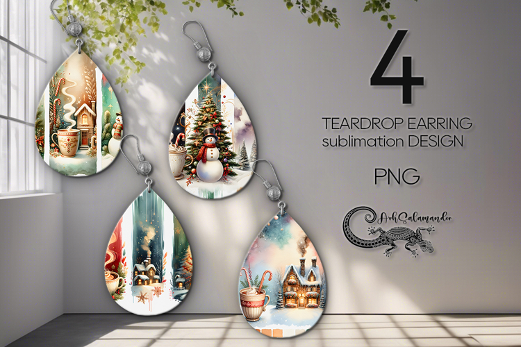 Christmas brushstroke | 4 Teardrop earring Sublimation P2