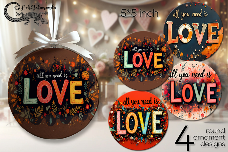 Boho Inscription | hippie Round ornament sublimation design2