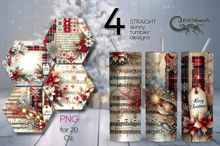 Vintage Christmas | 4 xmas Sublimation Tumbler Designs P2